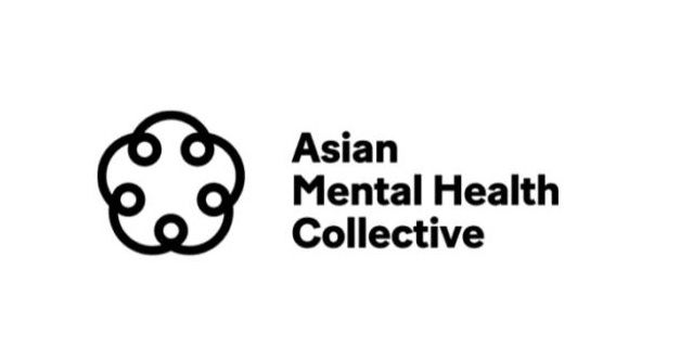 The logo for the Asian Mental Health Collective features a circular design of five abstract human figures and bold black text reading “Asian Mental Health Collective” on a white background.